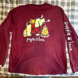 Puppie Love Maroon Long Sleeve Tee